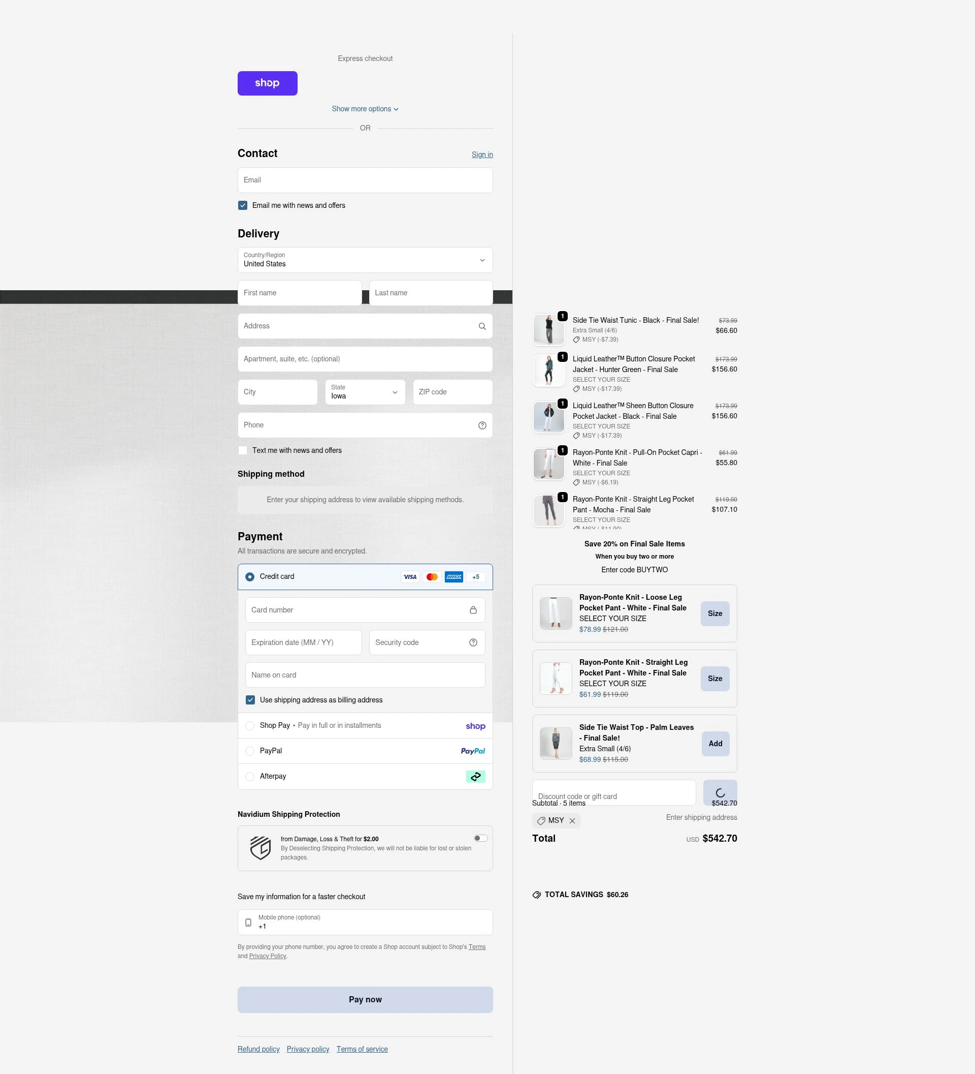Clara Sunwoo checkout page showing Clara Sunwoo discount code box | Screenshot taken by SimplyCodes community member on Feb 17, 2026