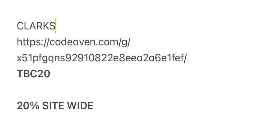 Clark's promo code screenshot showing code TBC20 applied at Clark's checkout page. Uploaded by SimplyCodes community member PennyGuardian4574 on Feb 24, 2026