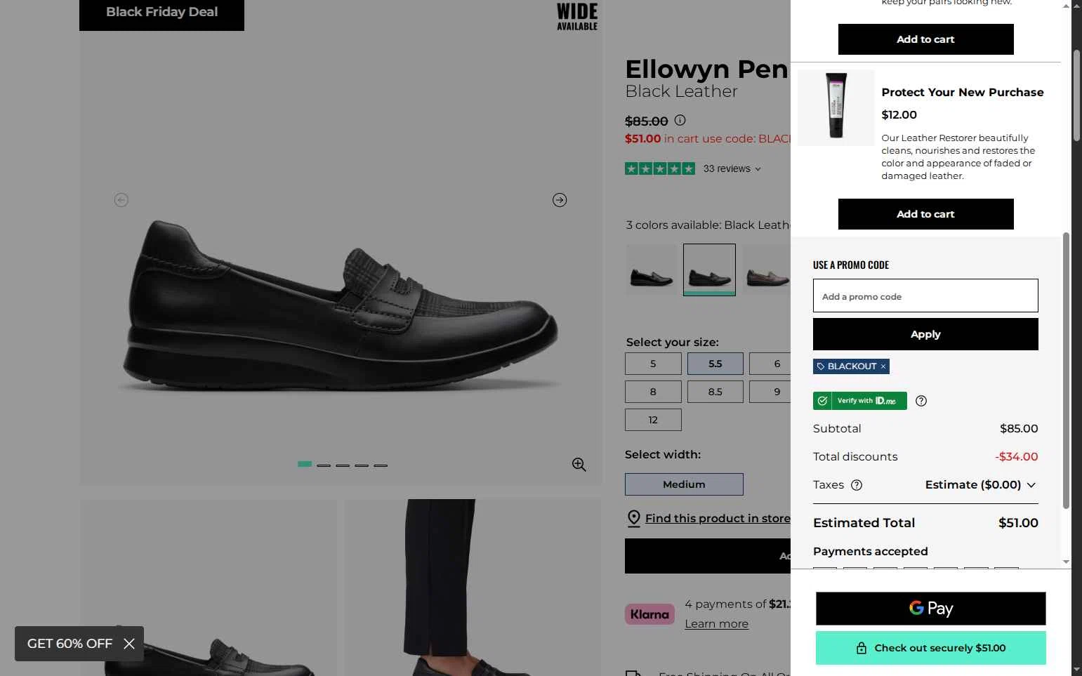 Clark's checkout page showing Clark's promo code box | Screenshot taken by SimplyCodes community member on Nov 28, 2025