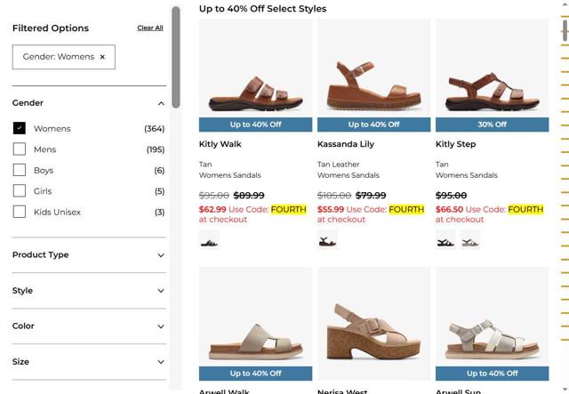 Clark's checkout page showing Clark's promo code box | Screenshot taken by SimplyCodes community member on Jul 8, 2025