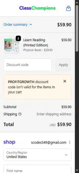 PROFITGROWTH coupon verification screenshot