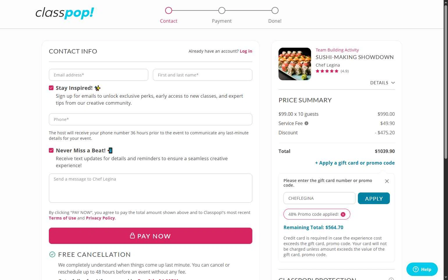 Classpop! checkout page showing Classpop! promo code box | Screenshot taken by SimplyCodes community member on Nov 26, 2025
