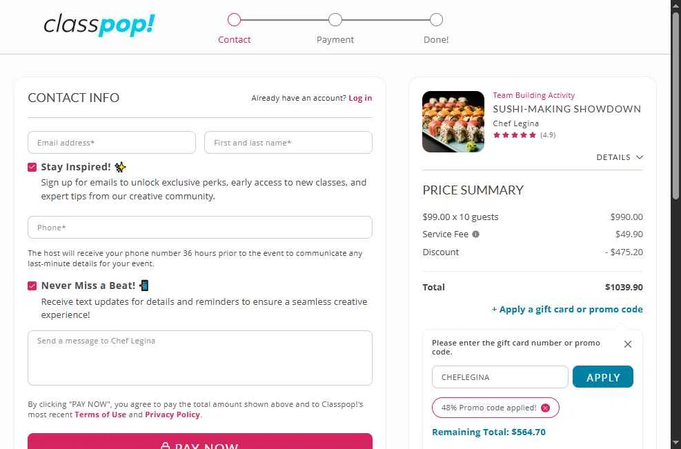 Classpop! checkout page showing Classpop! promo code box | Screenshot taken by SimplyCodes community member on Nov 5, 2025
