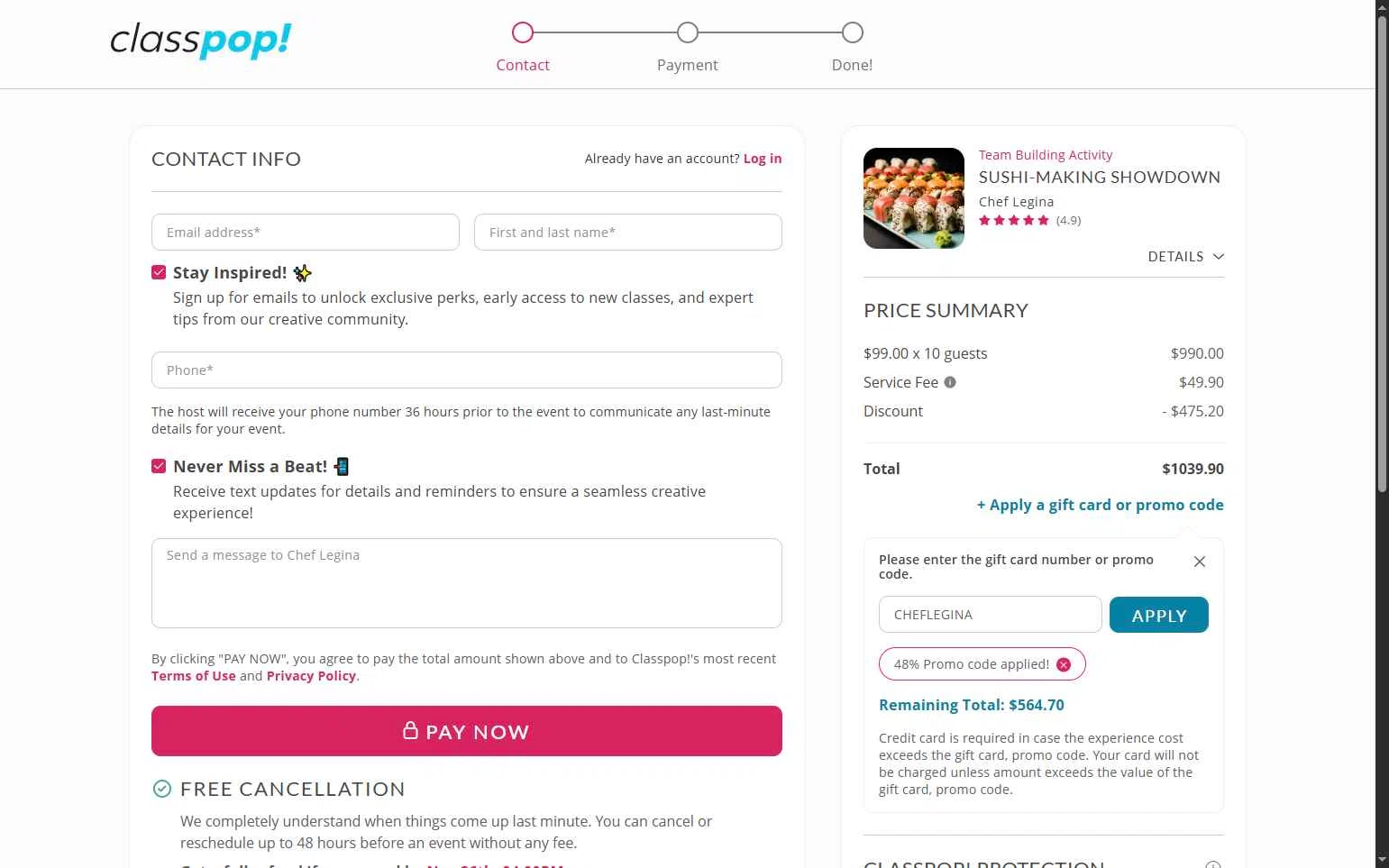 Classpop! checkout page showing Classpop! promo code box | Screenshot taken by SimplyCodes community member on Nov 18, 2025