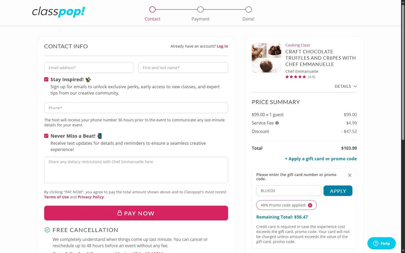 Classpop! checkout page showing Classpop! promo code box | Screenshot taken by SimplyCodes community member on Nov 26, 2025