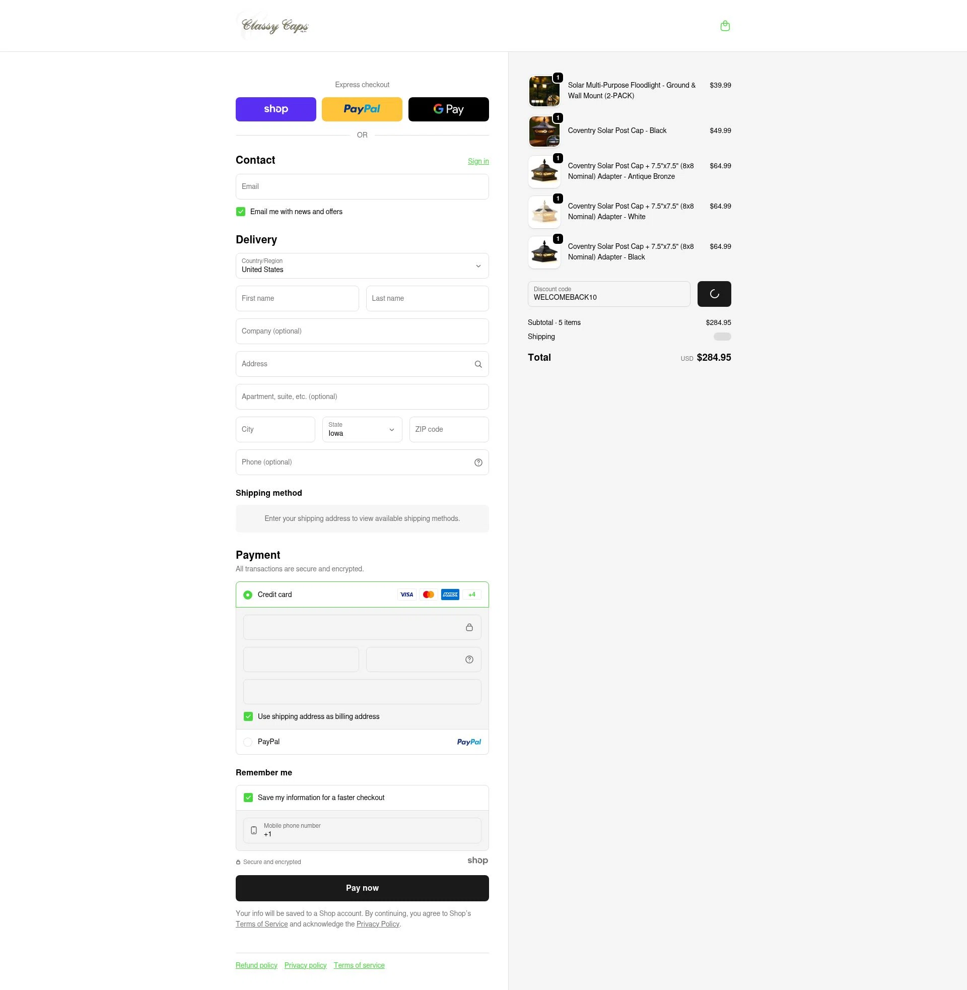 Classy Caps checkout page showing Classy Caps discount code box | Screenshot taken by SimplyCodes community member on Jan 3, 2026