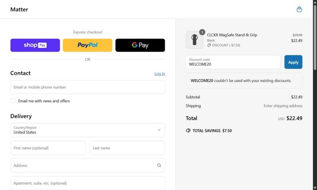 CLCKR checkout page showing CLCKR promo code box | Screenshot taken by SimplyCodes community member on May 31, 2025