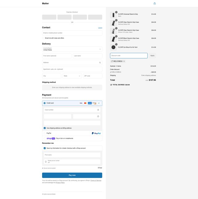 CLCKR checkout page showing CLCKR promo code box | Screenshot taken by SimplyCodes community member on Apr 25, 2025