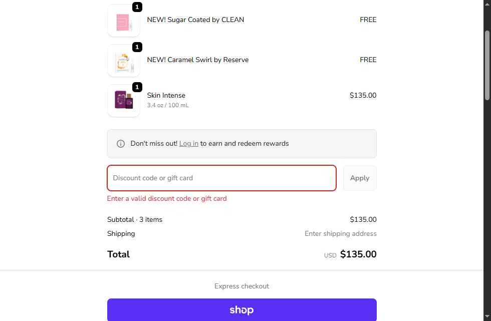 Clean Beauty checkout page showing Clean Beauty promo code box | Screenshot taken by SimplyCodes community member on Feb 13, 2026