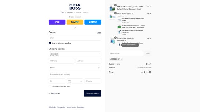 Clean Boss checkout page showing Clean Boss discount code box | Screenshot taken by SimplyCodes community member on Sep 4, 2025