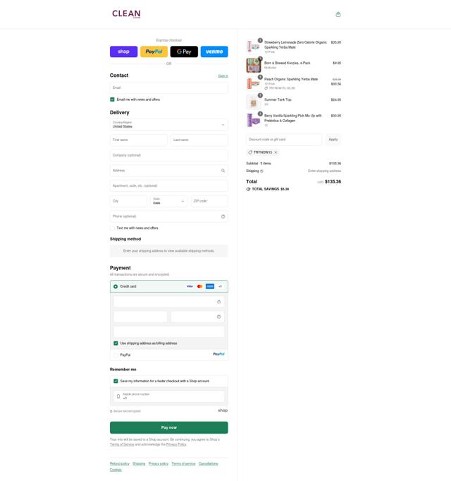 CLEAN CAUSE checkout page showing CLEAN CAUSE coupon code box | Screenshot taken by SimplyCodes community member on Sep 15, 2025