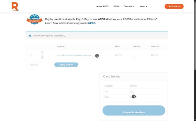 ROSS checkout page showing ROSS discount code box | Screenshot taken by SimplyCodes community member on Aug 23, 2025