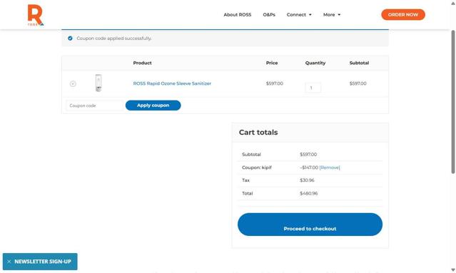 ROSS checkout page showing ROSS discount code box | Screenshot taken by SimplyCodes community member on Aug 27, 2025