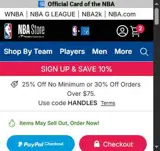 Cleveland Cavaliers coupon verification screenshot