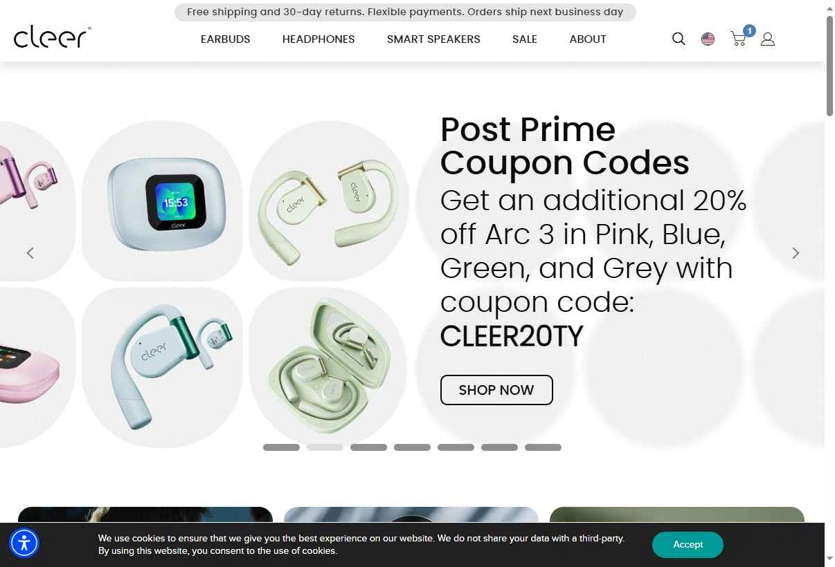 Cleer Audio checkout page showing Cleer Audio promo code box | Screenshot taken by SimplyCodes community member on Oct 23, 2025