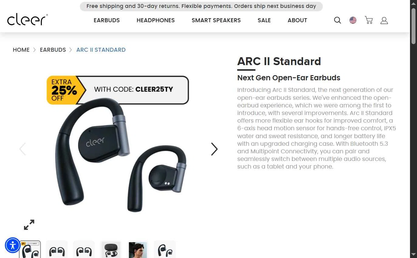 Cleer Audio checkout page showing Cleer Audio promo code box | Screenshot taken by SimplyCodes community member on Oct 15, 2025