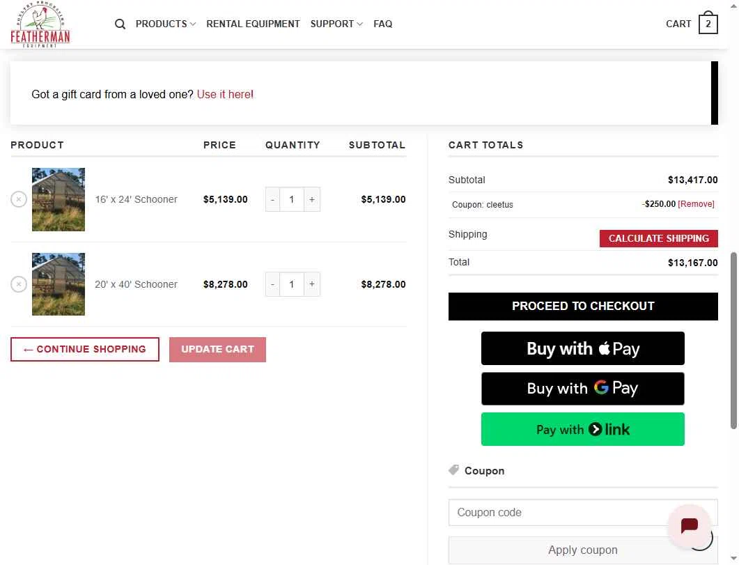 Cleetus Mcfarland checkout page showing Cleetus Mcfarland discount code box | Screenshot taken by SimplyCodes community member on May 10, 2025