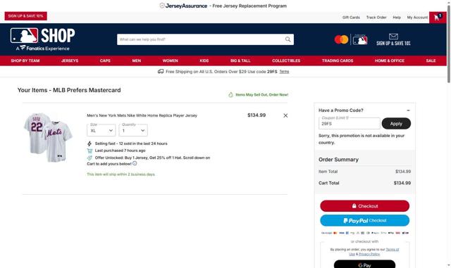Cleveland Guardians checkout page showing Cleveland Guardians coupon code box | Screenshot taken by SimplyCodes community member on Sep 5, 2025