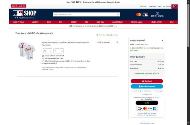 Cleveland Guardians checkout page showing Cleveland Guardians coupon code box | Screenshot taken by SimplyCodes community member on Sep 7, 2025