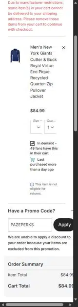 PAZEPERKS coupon verification screenshot