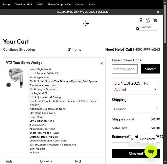 Cleveland Golf checkout page showing Cleveland Golf promo code box | Screenshot taken by SimplyCodes community member on Sep 30, 2025