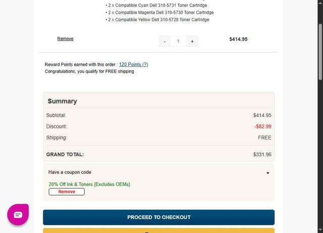 ClickInks checkout page showing ClickInks promo code box | Screenshot taken by SimplyCodes community member on Aug 21, 2025