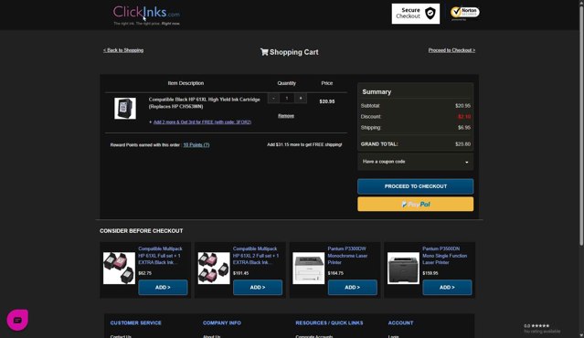 ClickInks checkout page showing ClickInks promo code box | Screenshot taken by SimplyCodes community member on Aug 18, 2025