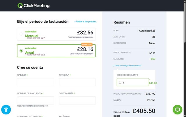 ClickMeeting checkout page showing ClickMeeting promo code box | Screenshot taken by SimplyCodes community member on Jul 26, 2025