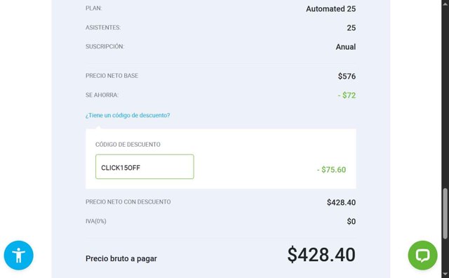ClickMeeting checkout page showing ClickMeeting promo code box | Screenshot taken by SimplyCodes community member on Jul 21, 2025