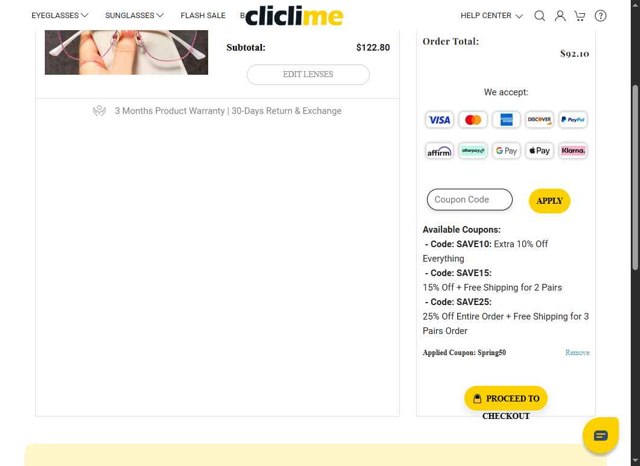 Cliclime checkout page showing Cliclime coupon code box | Screenshot taken by SimplyCodes community member on Jul 31, 2025