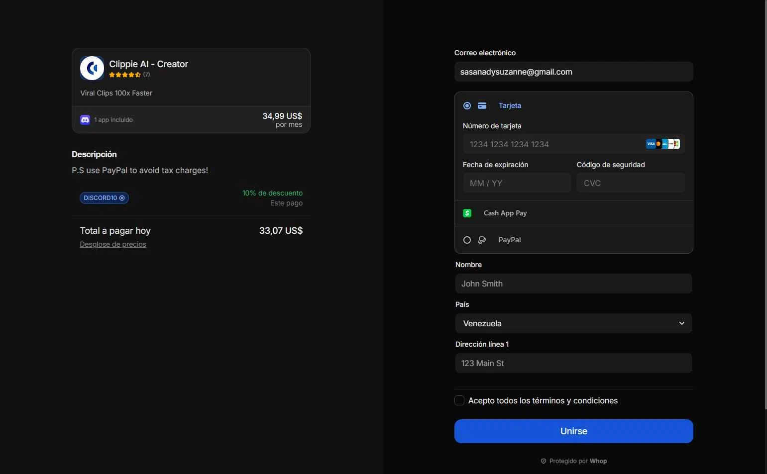 Clippie AI checkout page showing Clippie AI promo code box | Screenshot taken by SimplyCodes community member on Nov 5, 2025