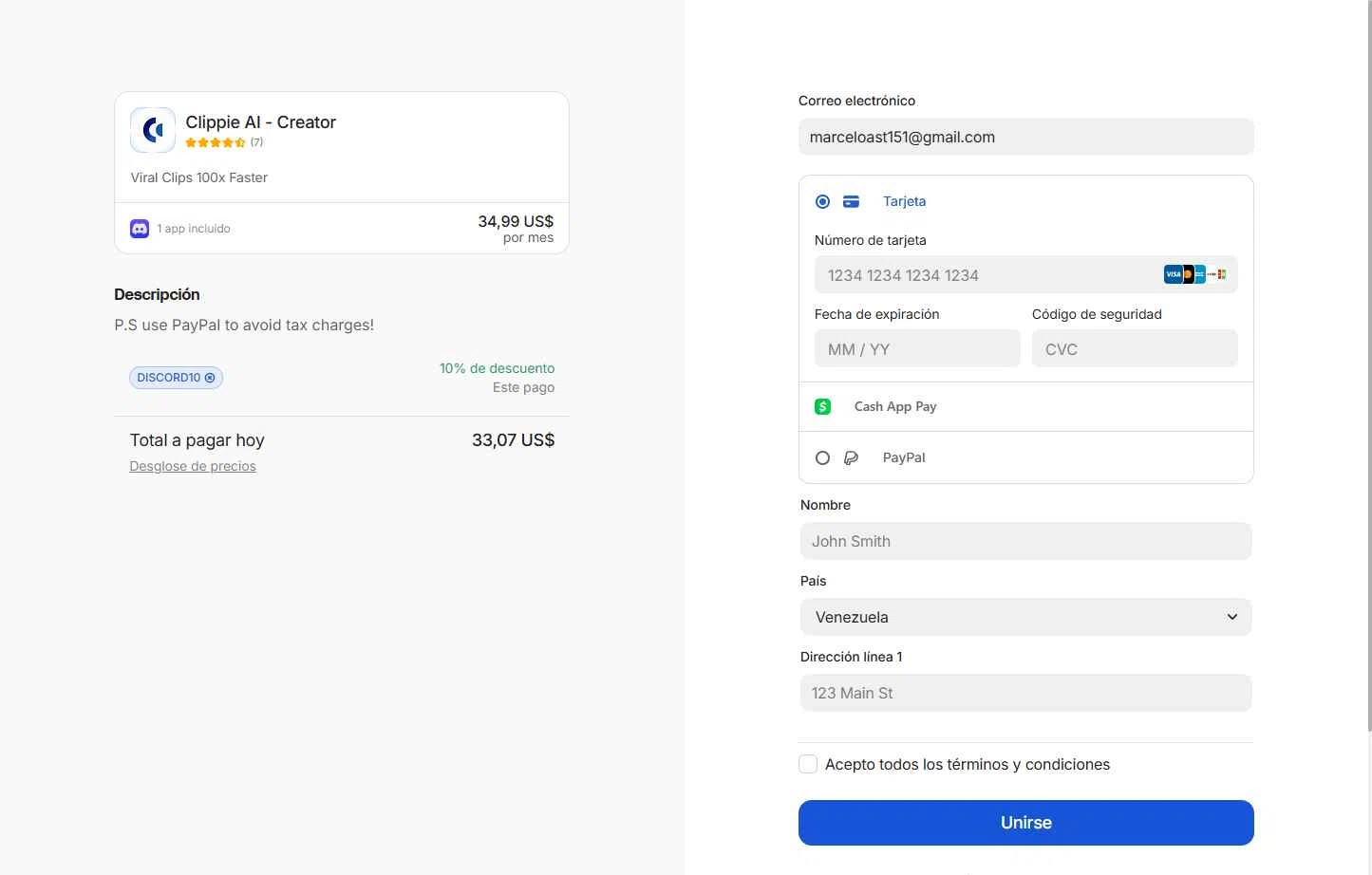 Clippie AI checkout page showing Clippie AI promo code box | Screenshot taken by SimplyCodes community member on Nov 5, 2025