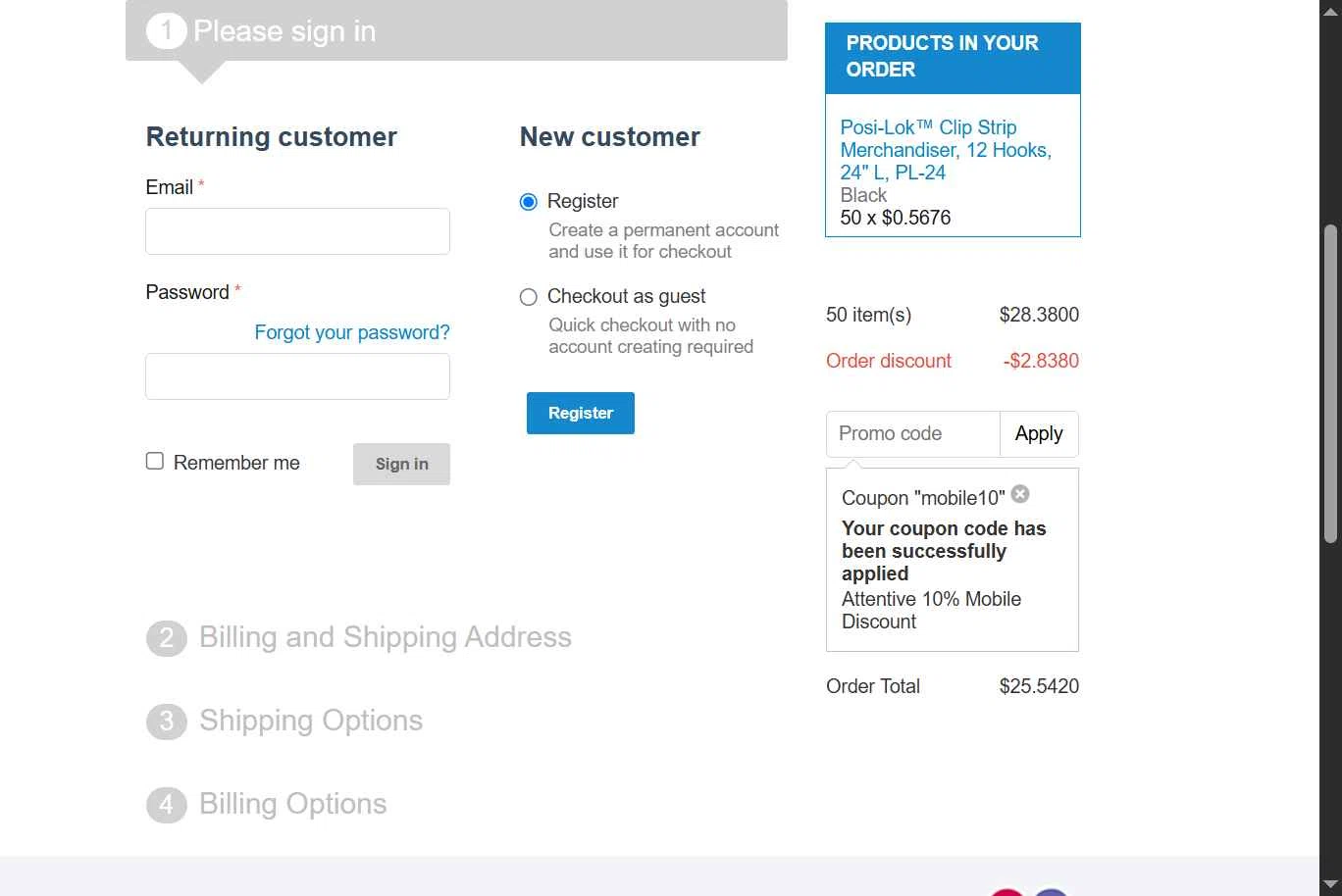 Clip Strips checkout page showing Clip Strips promo code box | Screenshot taken by SimplyCodes community member on Sep 7, 2025