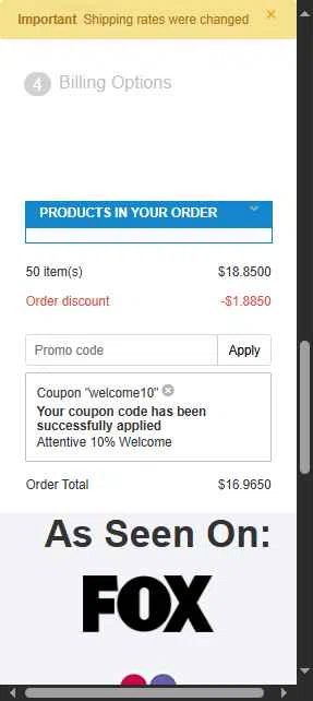 Clip Strips checkout page showing Clip Strips promo code box | Screenshot taken by SimplyCodes community member on Sep 26, 2025