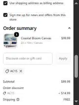 AC15 coupon verification screenshot
