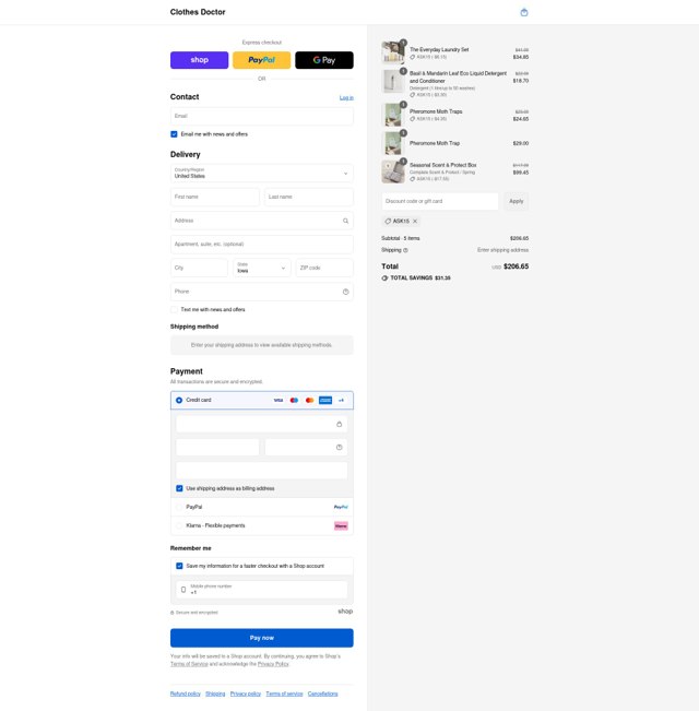 Clothes Doctor checkout page showing Clothes Doctor promo code box | Screenshot taken by SimplyCodes community member on Sep 4, 2025