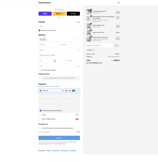 Clothes Doctor checkout page showing Clothes Doctor promo code box | Screenshot taken by SimplyCodes community member on Sep 4, 2025