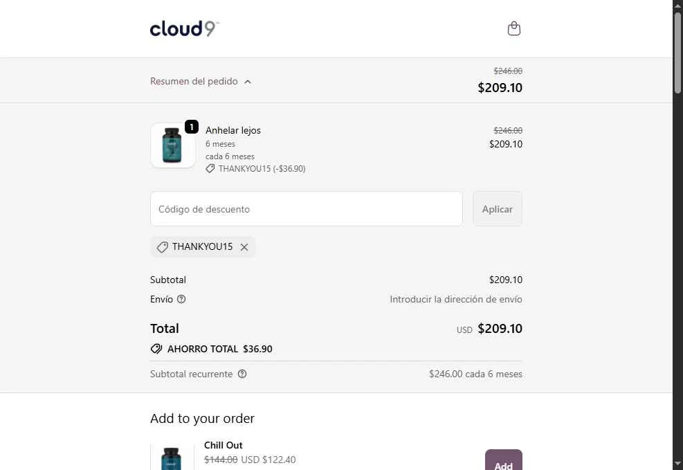 Cloud9 Daily Restore checkout page showing Cloud9 Daily Restore promo code box | Screenshot taken by SimplyCodes community member on Nov 25, 2025