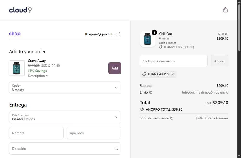 Cloud9 Daily Restore checkout page showing Cloud9 Daily Restore promo code box | Screenshot taken by SimplyCodes community member on Dec 17, 2025
