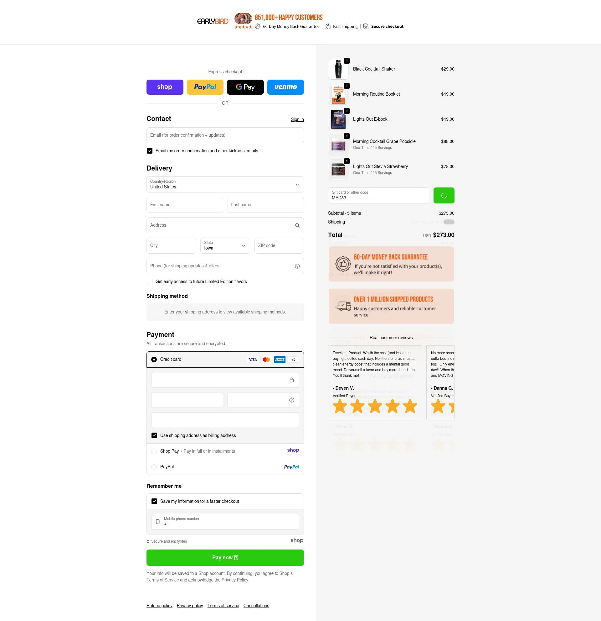Club EarlyBird checkout page showing Club EarlyBird discount code box | Screenshot taken by SimplyCodes community member on Jan 9, 2026