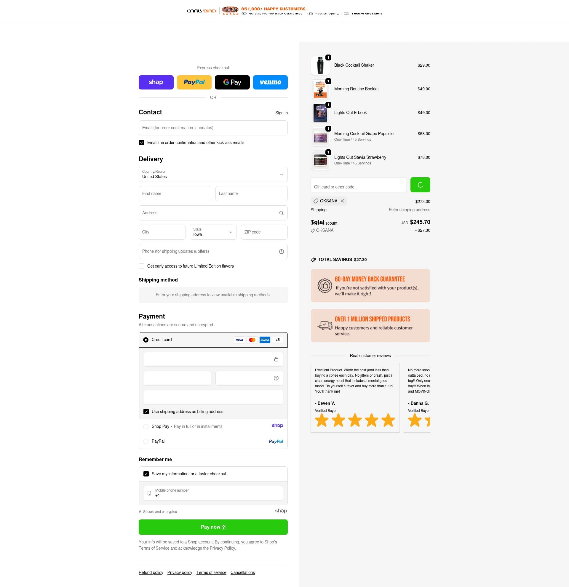 Club EarlyBird checkout page showing Club EarlyBird discount code box | Screenshot taken by SimplyCodes community member on Jan 9, 2026
