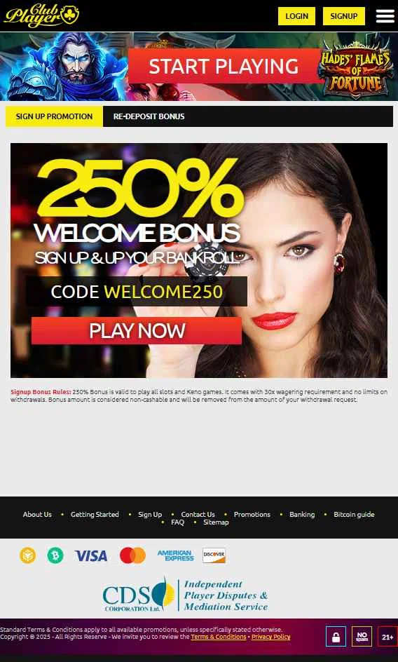 Club Player Casino checkout page showing Club Player Casino coupon code box | Screenshot taken by SimplyCodes community member on Jul 4, 2025