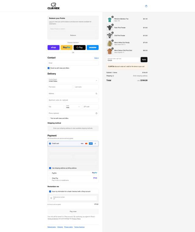 Club Ride Apparel checkout page showing Club Ride Apparel discount code box | Screenshot taken by SimplyCodes community member on Sep 15, 2025