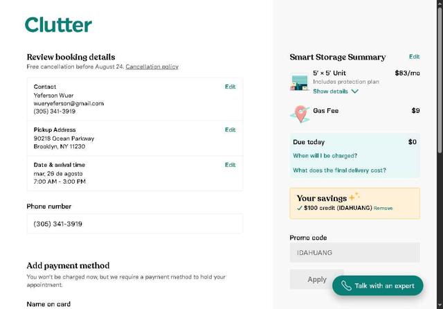 Clutter checkout page showing Clutter promo code box | Screenshot taken by SimplyCodes community member on Aug 18, 2025