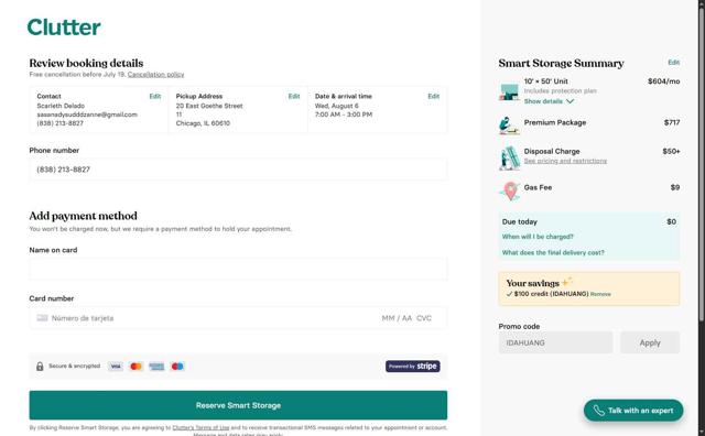 Clutter checkout page showing Clutter promo code box | Screenshot taken by SimplyCodes community member on Jul 17, 2025