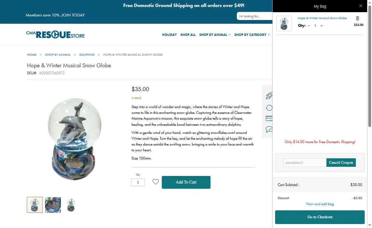 Clearwater Marine Aquarium checkout page showing Clearwater Marine Aquarium discount code box | Screenshot taken by SimplyCodes community member on Nov 17, 2025