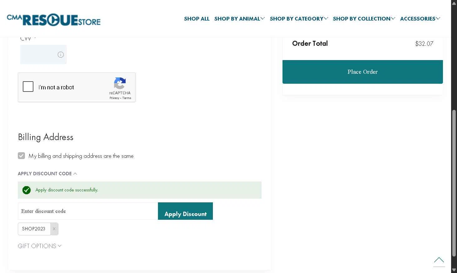 Clearwater Marine Aquarium checkout page showing Clearwater Marine Aquarium discount code box | Screenshot taken by SimplyCodes community member on Jul 17, 2025