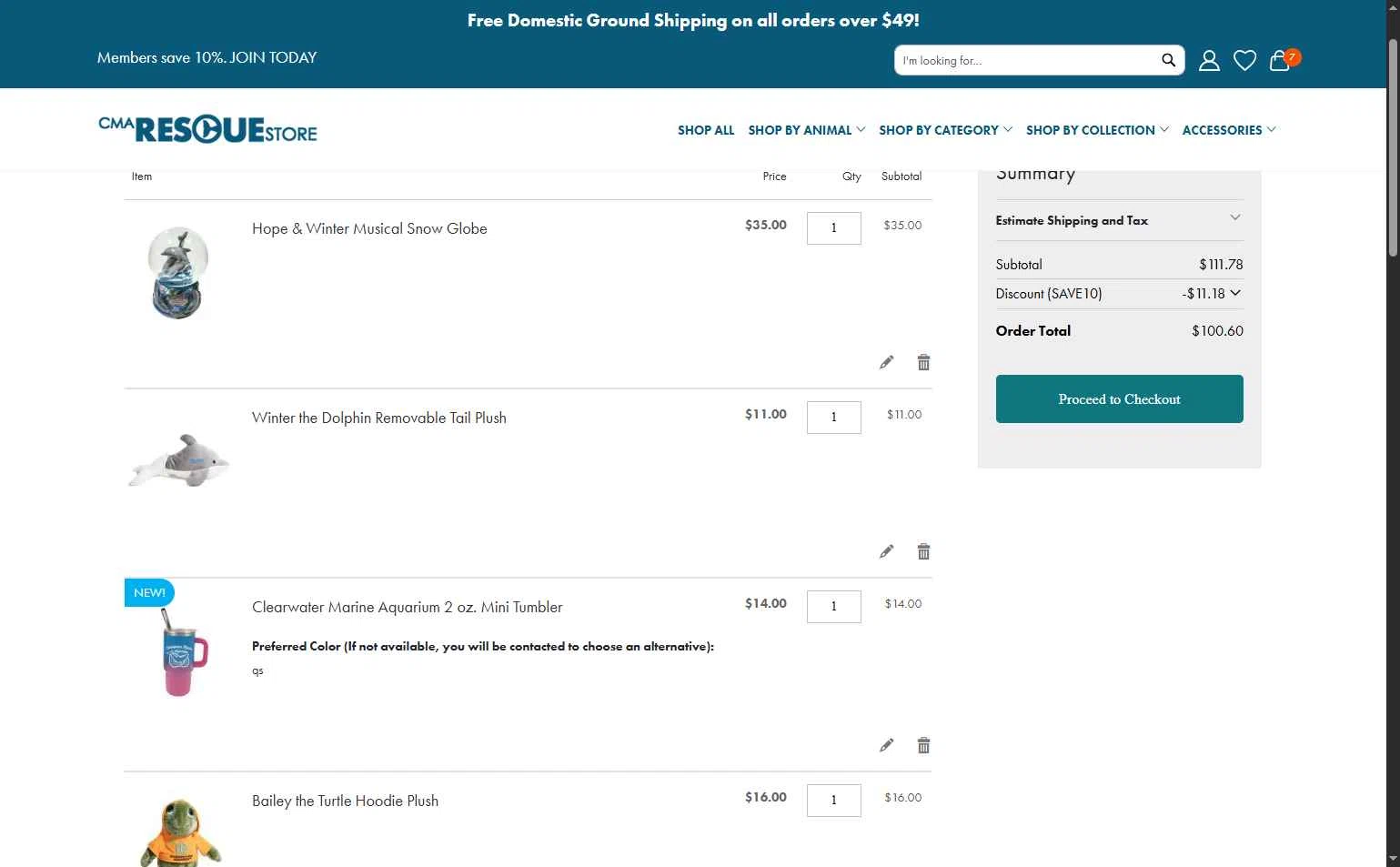Clearwater Marine Aquarium checkout page showing Clearwater Marine Aquarium discount code box | Screenshot taken by SimplyCodes community member on Aug 21, 2025