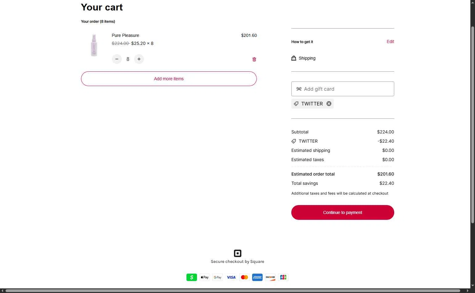 CM Boutique checkout page showing CM Boutique promo code box | Screenshot taken by SimplyCodes community member on Dec 25, 2025