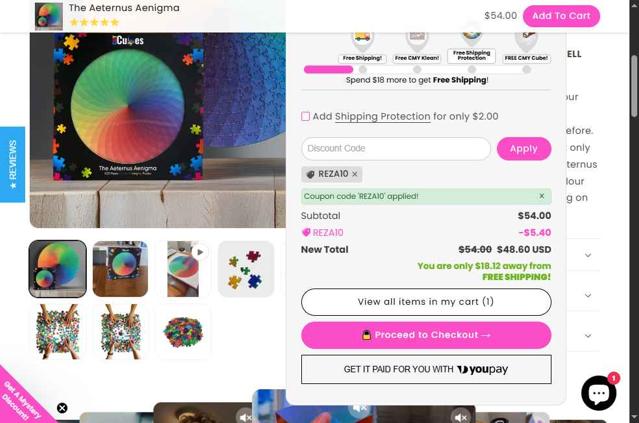 CMY Cubes checkout page showing CMY Cubes discount code box | Screenshot taken by SimplyCodes community member on Sep 5, 2025